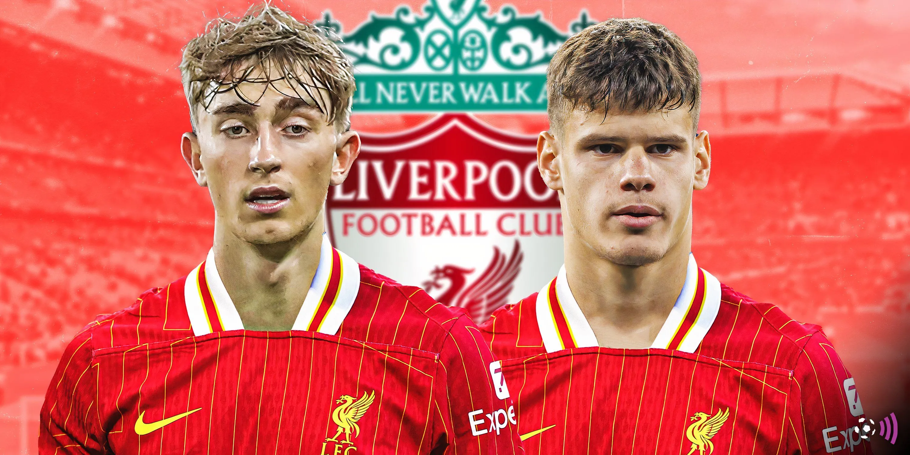 Hình ảnh Milos Kerkez và Dean Huijsen trong màu áo Liverpool (minh họa)