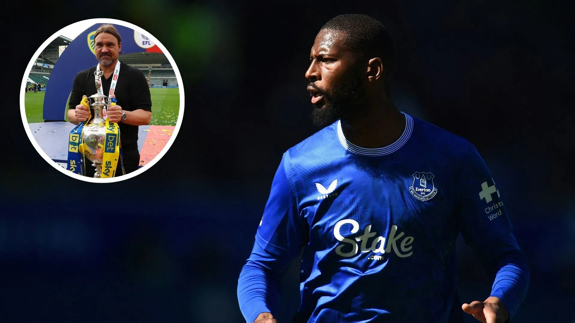 HLV Daniel Farke và Beto của Everton trong một trận đấu