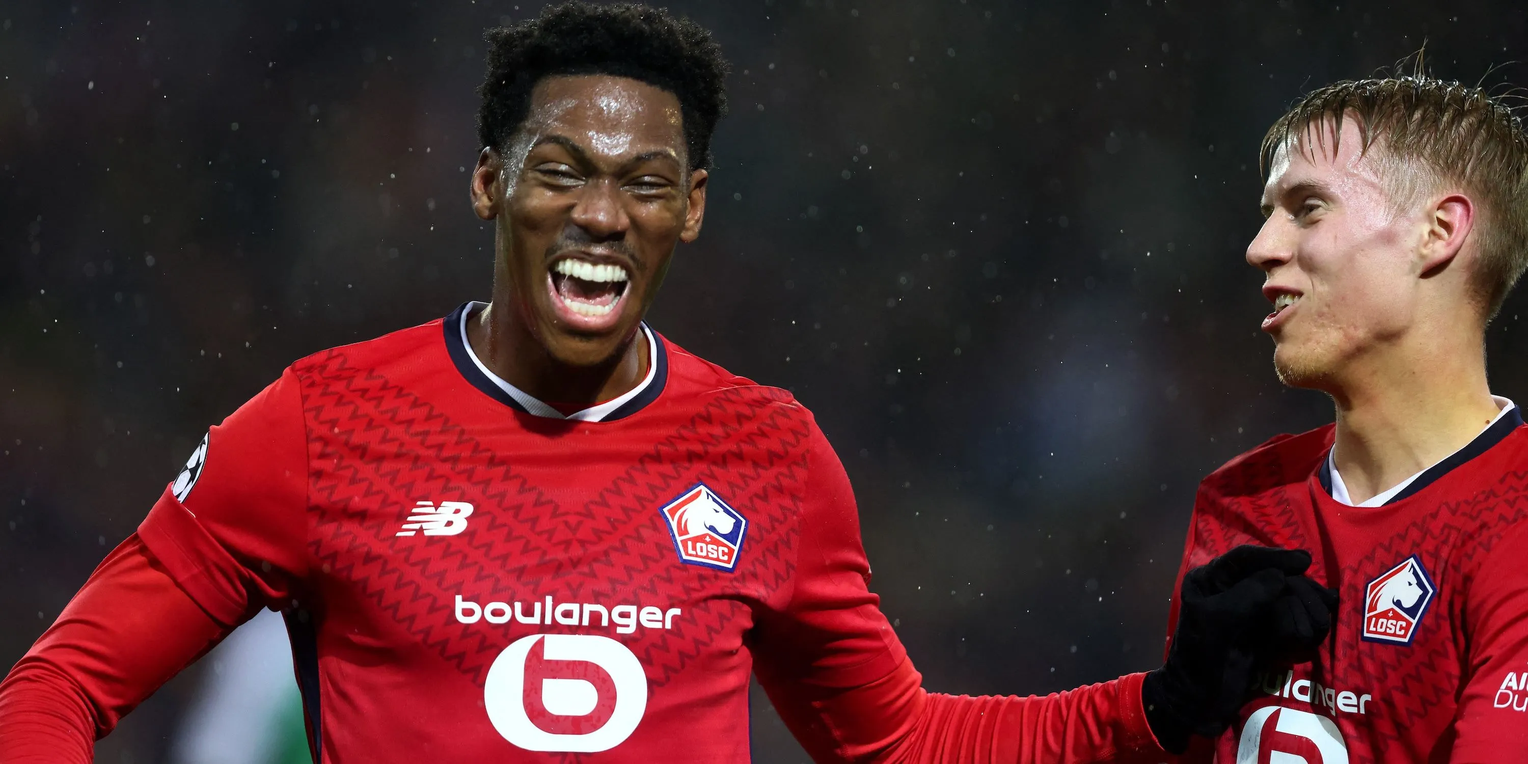 Jonathan David ăn mừng bàn thắng trong màu áo CLB Lille