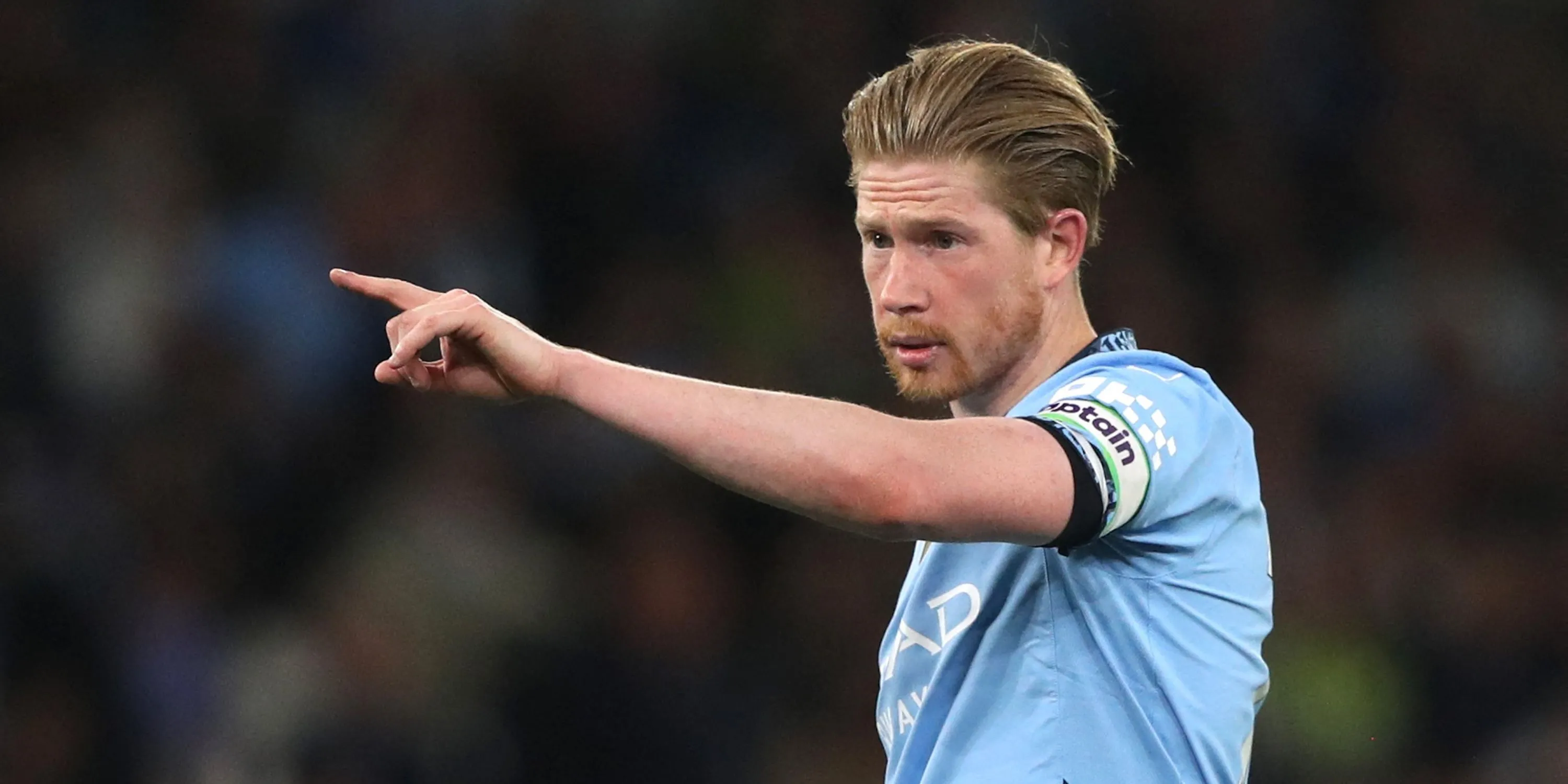 Kevin De Bruyne của Manchester City phản ứng trong một trận đấu