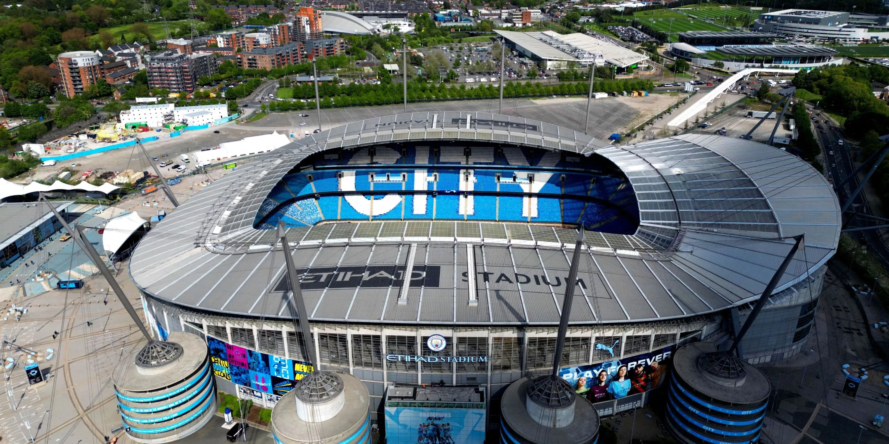 Sân vận động Etihad của Man City nơi diễn ra các trận đấu Ngoại hạng Anh