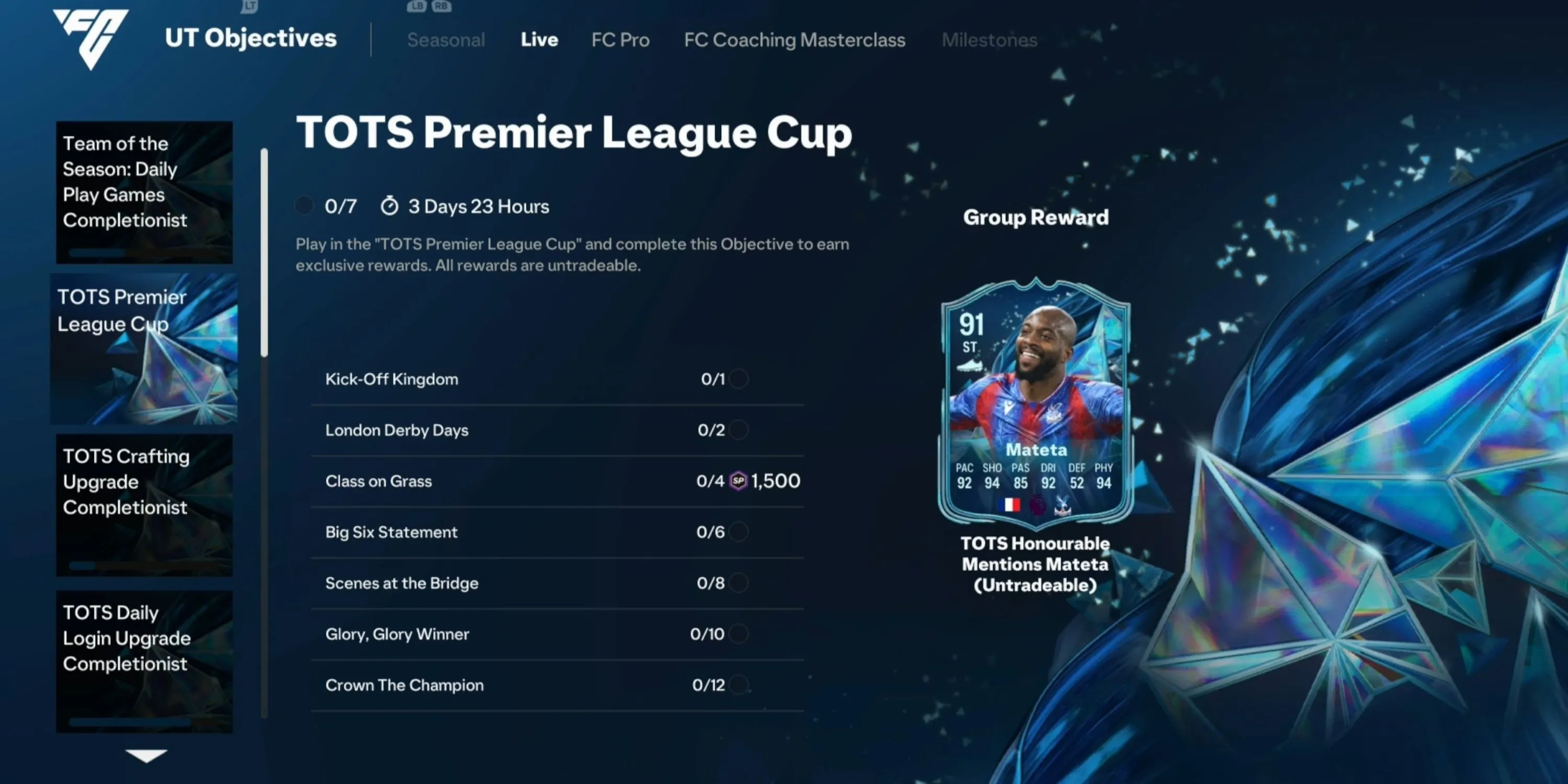 Tổng hợp các phần thưởng hấp dẫn trong TOTS Premier League Cup EA FC 25