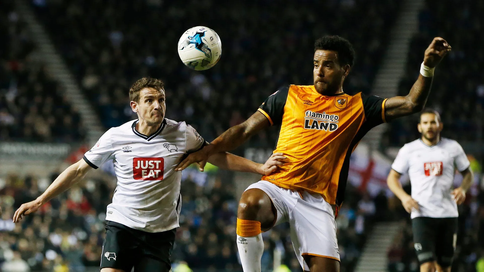 Các cầu thủ Derby County trong trận đấu gặp Hull City tại vòng play-off Championship
